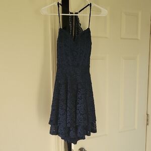 Elegant Navy Lace Dress